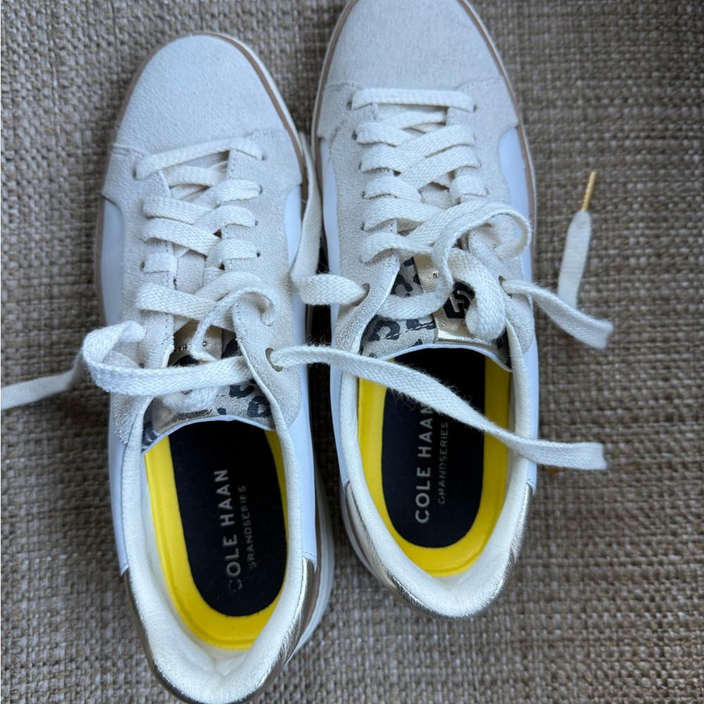 Cole Haan Women's White and Yellow Sneakers
